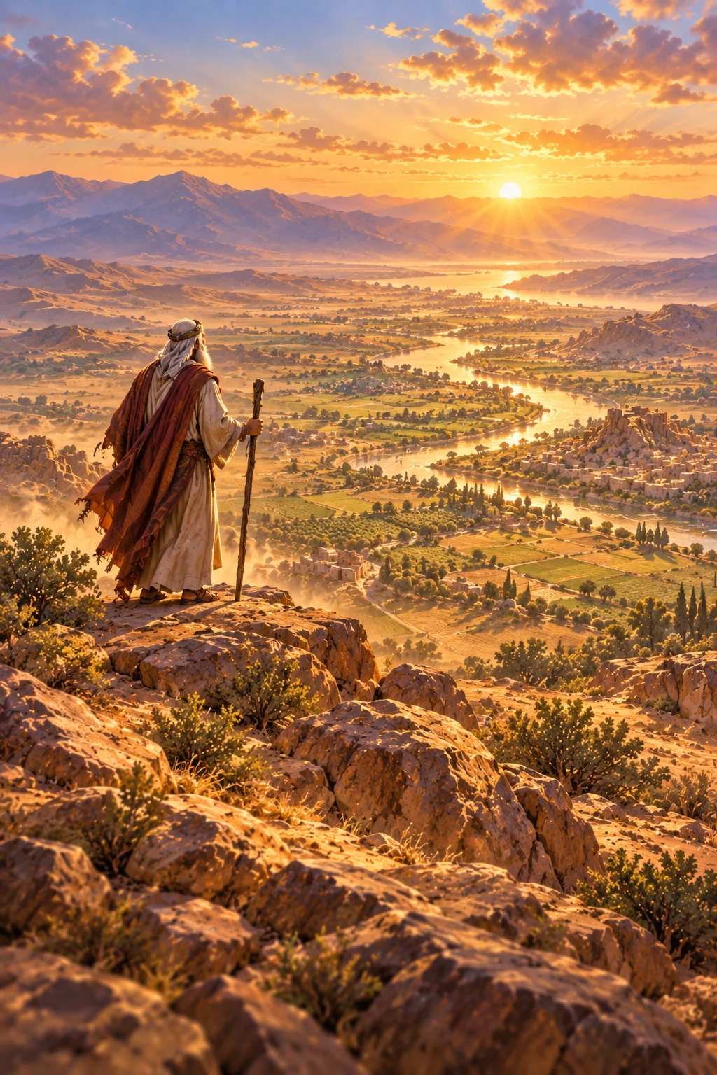 A vast golden landscape stretching toward the horizon